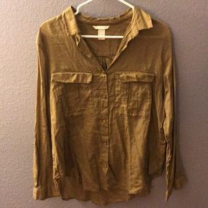 Tan/Dark Gold Button Flannel